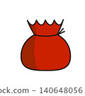 Flat illustration of a treasure bag/money bag (with shadow) for good fortune and wealth. 140648056