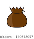 Flat illustration of a treasure bag/money bag (with shadow) for good fortune and wealth. 140648057