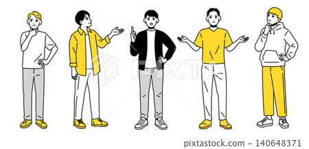 一群年輕男子的各種姿勢（全身照） 140648371