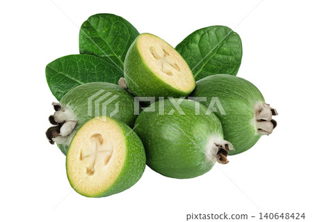 Feijoa fruit isolated on white background Feijoa fruit isolated on white background 140648424