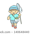 A simple illustration of a boy running with a butterfly net and insect cage. A simple illustration of a boy running with a butterfly net and insect cage. 140648440