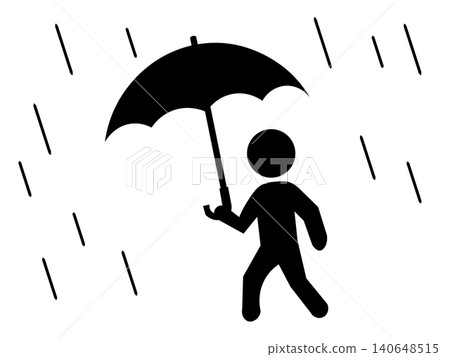 一幅描繪雨天裡有人撐傘的插圖。 一幅描繪雨天裡有人撐傘的插圖。 140648515