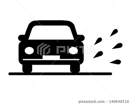 An illustration of a car splashing muddy water on a rainy day. An illustration of a car splashing muddy water on a rainy day. 140648518