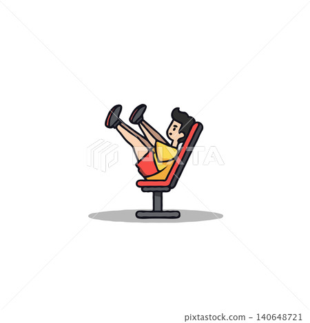 This vibrant illustration depicts a cartoon man engaged in a seated leg workout. The imagery is suitable for fitness-themed content. This can be used for fitness programs, rehabilitation facilities, This vibrant illustration depicts a cartoon man engaged in a seated leg workout. The imagery is suitable for fitness-themed content. This can be used for fitness programs, rehabilitation facilities, 140648721