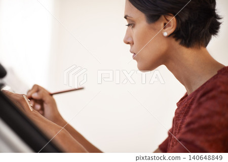Woman, architect drawing and floor plan for construction job, process on design with pencil and engineering. Architecture, contractor and sketch blueprint for renovation, infrastructure and creative Woman, architect drawing and floor plan for construction job, process on design with pencil and engineering. Architecture, contractor and sketch blueprint for renovation, infrastructure and creative 140648849