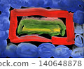 Colorful Abstract Painting with Bold Shapes and Contrasting Textures, Artistic Expression 140648878