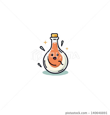 This delightful cartoon image presents a potion bottle filled with a bubbly liquid and a cheerful face inside. The illustration creates a sense of whimsy and playful magic, making it suitable for This delightful cartoon image presents a potion bottle filled with a bubbly liquid and a cheerful face inside. The illustration creates a sense of whimsy and playful magic, making it suitable for 140648891