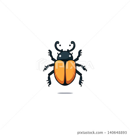 A charming and stylized illustration of a beetle with an orange shell and black body. The design is simple, clean, and modern, making it perfect for a variety of creative applications. The beetle's A charming and stylized illustration of a beetle with an orange shell and black body. The design is simple, clean, and modern, making it perfect for a variety of creative applications. The beetle's 140648893