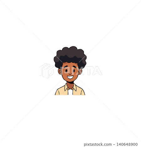 A charming digital illustration portrays a young individual with a warm and inviting smile. The stylized design features a simplified character with a cheerful expression, reflecting innocence and A charming digital illustration portrays a young individual with a warm and inviting smile. The stylized design features a simplified character with a cheerful expression, reflecting innocence and 140648900