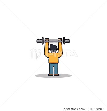 A minimalist illustration showing a person lifting a barbell. This depicts fitness, exercise, and strength training. It highlights the focus, discipline, and healthy habits needed for a personal A minimalist illustration showing a person lifting a barbell. This depicts fitness, exercise, and strength training. It highlights the focus, discipline, and healthy habits needed for a personal 140648903