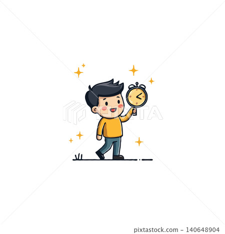 This charming illustration showcases a cheerful boy character holding an antique clock that emanates a soft light. The delightful scene creates an ambiance of joy and innocence, making it a perfect This charming illustration showcases a cheerful boy character holding an antique clock that emanates a soft light. The delightful scene creates an ambiance of joy and innocence, making it a perfect 140648904