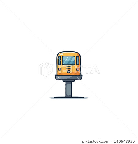 This clean and modern illustration showcases a stylized futuristic transport pod elevated on a sleek stand, presenting a unique concept for single-rider travel. The design emphasizes efficiency, This clean and modern illustration showcases a stylized futuristic transport pod elevated on a sleek stand, presenting a unique concept for single-rider travel. The design emphasizes efficiency, 140648939
