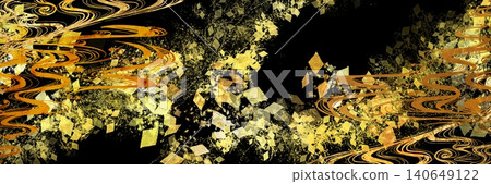 A luxurious horizontal black background with glittering gold leaf and sand in a New Year's style. A luxurious horizontal black background with glittering gold leaf and sand in a New Year's style. 140649122