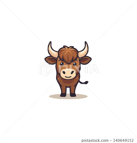 A delightful cartoon bull illustration, rendered in a clean vector style. Its endearing gaze and simple design evokes a sense of playfulness, ideal for engaging designs. It is perfect for adding 140649152