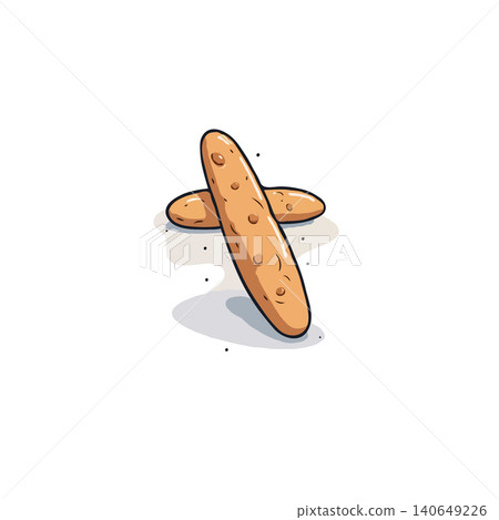 A delightful digital illustration presents two elongated pastries gracefully overlapping on a pristine white background. The artwork features vibrant colors and sharp lines, capturing the essence of A delightful digital illustration presents two elongated pastries gracefully overlapping on a pristine white background. The artwork features vibrant colors and sharp lines, capturing the essence of 140649226