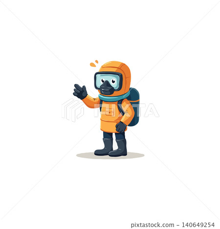 A charming cartoon depiction of a diver character clad in full protective gear, suggesting underwater exploration. This whimsical image captures the spirit of aquatic adventures and the importance A charming cartoon depiction of a diver character clad in full protective gear, suggesting underwater exploration. This whimsical image captures the spirit of aquatic adventures and the importance 140649254