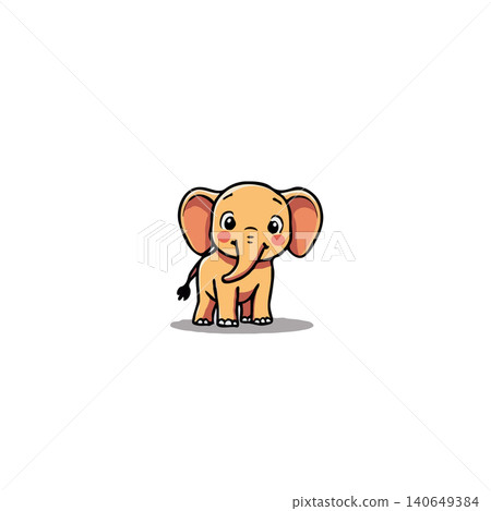 This illustration features a delightful cartoon elephant, rendered in a clean, minimalist style. With its bright eyes and inviting expression, it is perfect for adding a touch of lightheartedness to 140649384