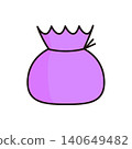 Flat illustration of a treasure bag/money bag (with shadow) for good fortune and wealth. 140649482