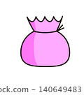 Flat illustration of a treasure bag/money bag (with shadow) for good fortune and wealth. 140649483