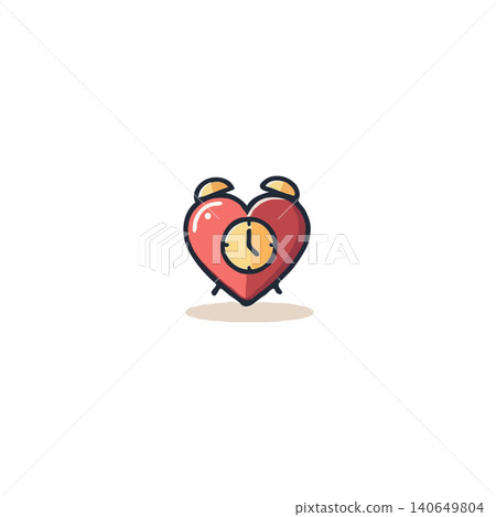 A heart-shaped alarm clock with a simple cartoon illustration style. The clock symbolizes love and timing. Evokes feelings of affection, reminders and scheduling. Perfectly capturing the blend of A heart-shaped alarm clock with a simple cartoon illustration style. The clock symbolizes love and timing. Evokes feelings of affection, reminders and scheduling. Perfectly capturing the blend of 140649804