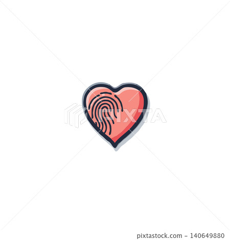 Conceptual illustration of a heart shape containing a fingerprint, representing individuality and the unique nature of love. It combines biometric identification with the emotion of love, Conceptual illustration of a heart shape containing a fingerprint, representing individuality and the unique nature of love. It combines biometric identification with the emotion of love, 140649880