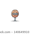 A whimsical illustration portrays a brain with a 'One Way' sign, suggesting a focused cognitive pathway. The image represents strategic thinking, decision-making, and the directed flow of intellect 140649910