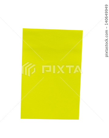 Blank bright yellow sticky note isolated on white background. Blank bright yellow sticky note isolated on white background. 140649949