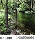 A clear stream and a transparent waterside landscape surrounded by fresh greenery. 140650069