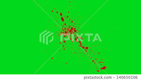 Explosive red blood splatter isolated on green screen background. Dynamic liquid impact with droplets and spray effect for chroma key compositing, VFX and video production. Explosive red blood splatter isolated on green screen background. Dynamic liquid impact with droplets and spray effect for chroma key compositing, VFX and video production. 140650106