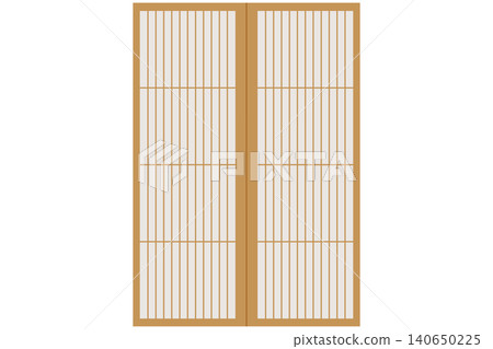Japanese-style shoji screen door with vertical latticework (vector illustration) Japanese-style shoji screen door with vertical latticework (vector illustration) 140650225