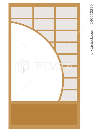 Japanese-style vector illustration of a shoji screen door with a round window. 140650239