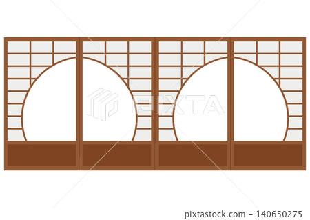 Shoji screen door with continuous circular window design (vector illustration) Shoji screen door with continuous circular window design (vector illustration) 140650275