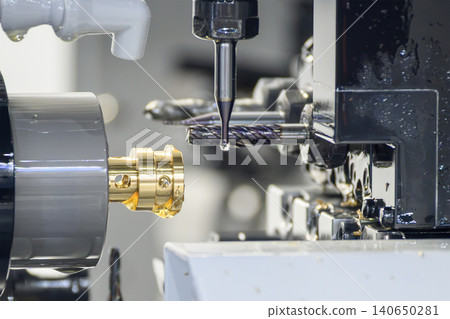 Mass production of high-precision brass parts manufactured by a Swiss-type CNC lathe machine. Mass production of high-precision brass parts manufactured by a Swiss-type CNC lathe machine. 140650281