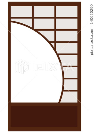 Japanese-style vector illustration of a shoji screen door with a round window. Japanese-style vector illustration of a shoji screen door with a round window. 140650290