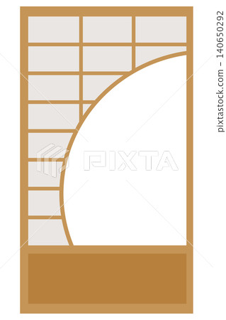 Japanese-style vector illustration of a shoji screen door with a round window. Japanese-style vector illustration of a shoji screen door with a round window. 140650292