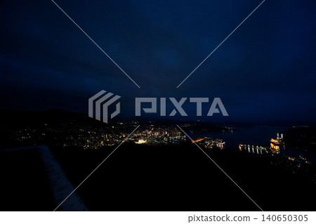 The night view of Sasebo Port and city lights from a hilltop. The night view of Sasebo Port and city lights from a hilltop. 140650305