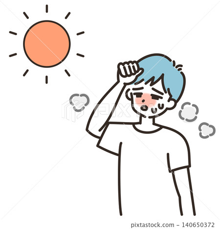 插圖描繪了一個看起來像是要中暑的男人。 140650372