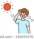Illustration of a man who looks like he's about to get heatstroke. 140650376