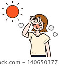 Illustration of a woman who looks like she's about to get heatstroke. 140650377
