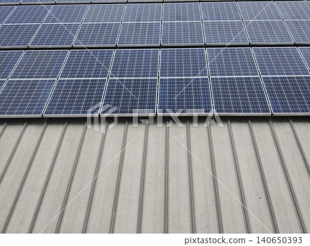 Solar Energy Panels Mounted on Corrugated Metal Roof Solar Energy Panels Mounted on Corrugated Metal Roof 140650393