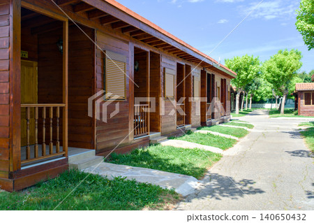 Wooden Holiday Bungalows With Covered Verandas at Eco Resort Wooden Holiday Bungalows With Covered Verandas at Eco Resort 140650432