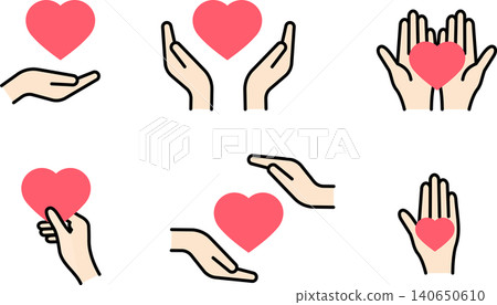 Love, health, hands and heart icon illustration (color) Love, health, hands and heart icon illustration (color) 140650610