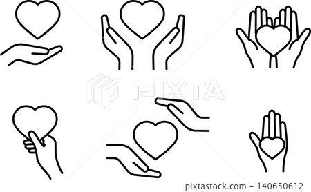 Love, health, hand and heart icon illustration (black and white) 140650612