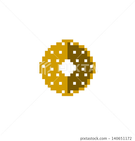 Pixel art of a chocolate donut Pixel art of a chocolate donut 140651172