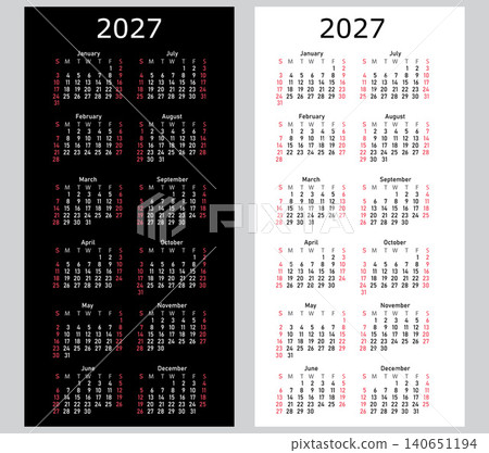 2027 Vertical Minimal Yearly Calendar Design Black and White Printable Monthly Layout for Planners. 2027 Vertical Minimal Yearly Calendar Design Black and White Printable Monthly Layout for Planners. 140651194
