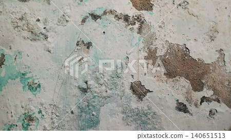 Weathered concrete wall texture background with peeling multi-layer paint 140651513