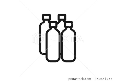 Line art icons of multiple PET bottle beverages Line art icons of multiple PET bottle beverages 140651737