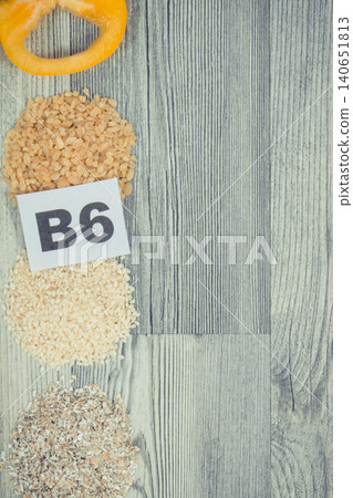 Healthy ingredients containing vitamin B6 and minerals. Nutritious eating. Place for text Healthy ingredients containing vitamin B6 and minerals. Nutritious eating. Place for text 140651813