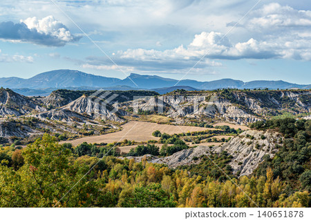 Driving through the Anso Valley to Binies, Valles Occidentales Natural Park in the Pyrenees, Aragon, Spain, Europe 140651878