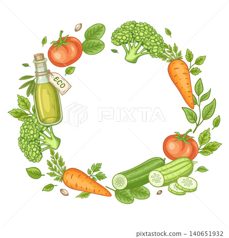 Banner  with organic food and eco grocery, healthy eating concept 140651932